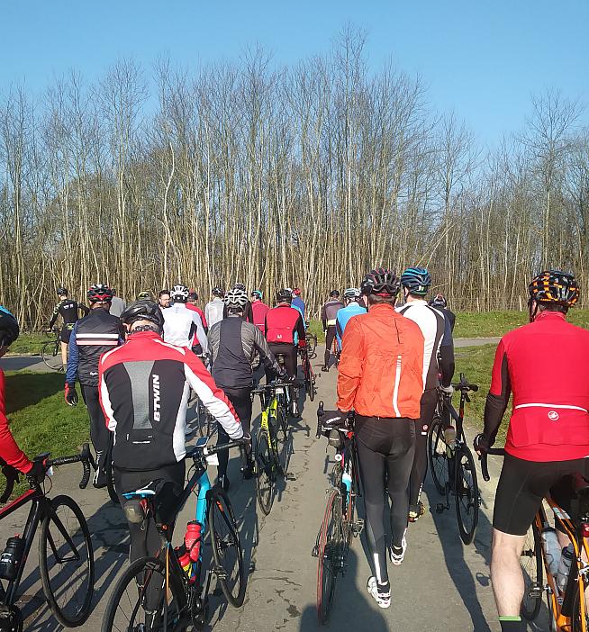 Riders ready for the off on a chilly spring morning.