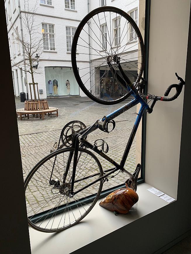 Johan Museeuw is a big supporter of Velusso and his bikes and helmets are on display