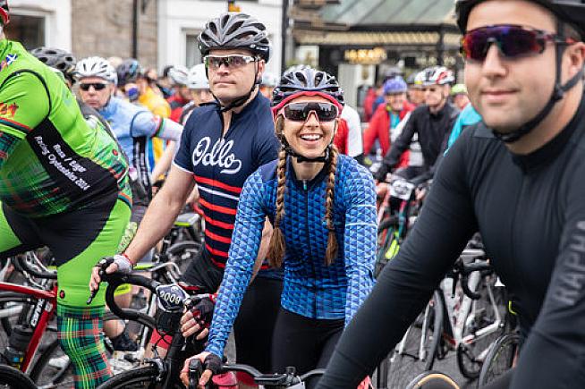 Riders ready for the start at the Etape Caledonia in Pitlochry.