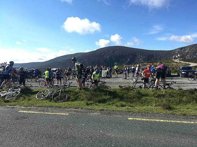 Scoff time on top of the Wicklow Gap.