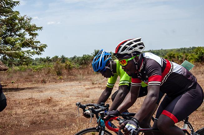 Riders competing in the Tour de Lunsar - Sierra Leone's premier domestic race.