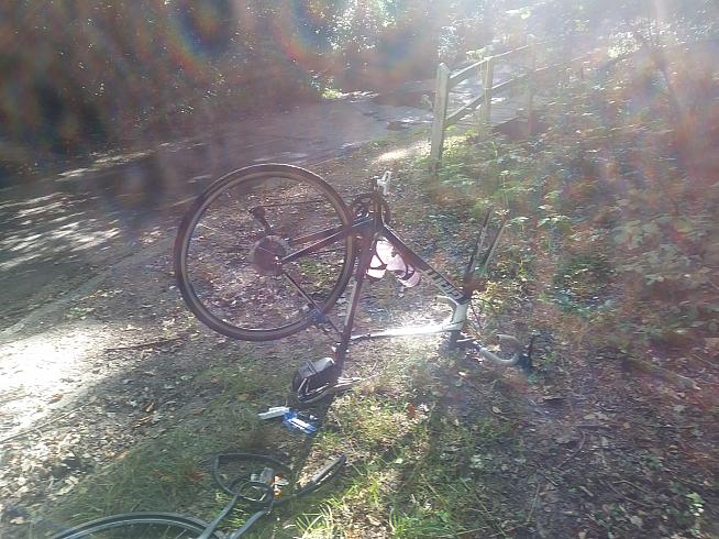 Eoghan's long-suffering steed Grace submits to another puncture repair.