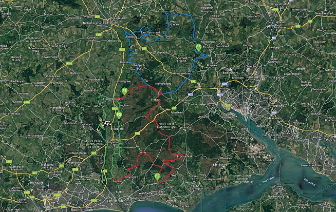 Visible from space: the routes for the 2019 New Forest 100 Sportive.