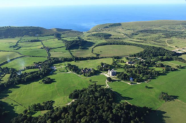 Lulworth Castle provides a spectacular start point for exploring the off-road trails of the Dorset coast.