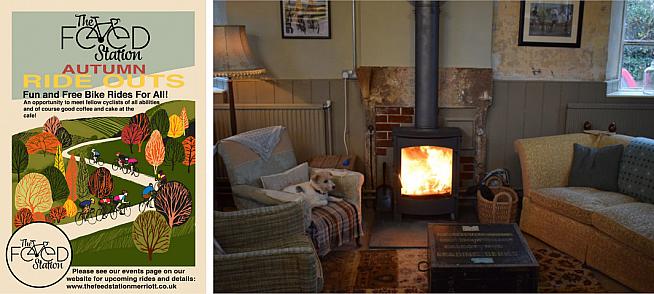 Sofas and a warm welcome for cyclists at The Feed Station in Somerset.