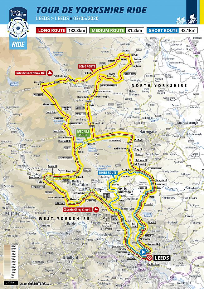 Three new routes have been revealed for the Tour de Yorkshire Ride 2020.