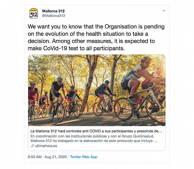 Mallorca 312 organisers have cut the 312km route and plan to test all riders for coronavirus.