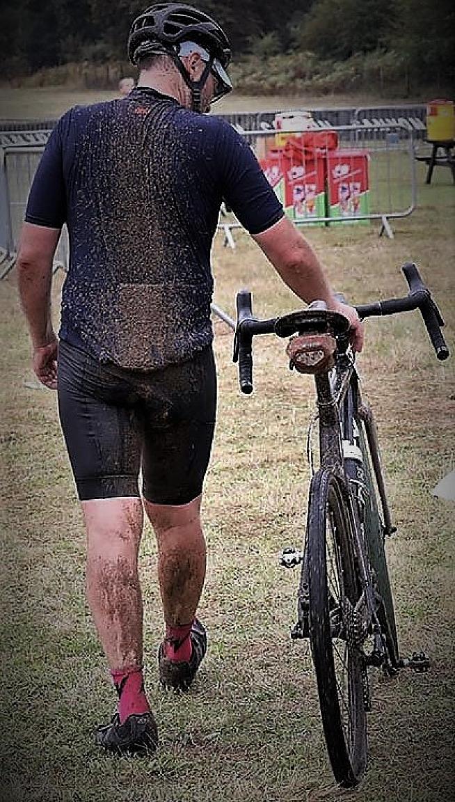 Alex heads for the showers after a muddy run. Photo: Peter Levenspiel