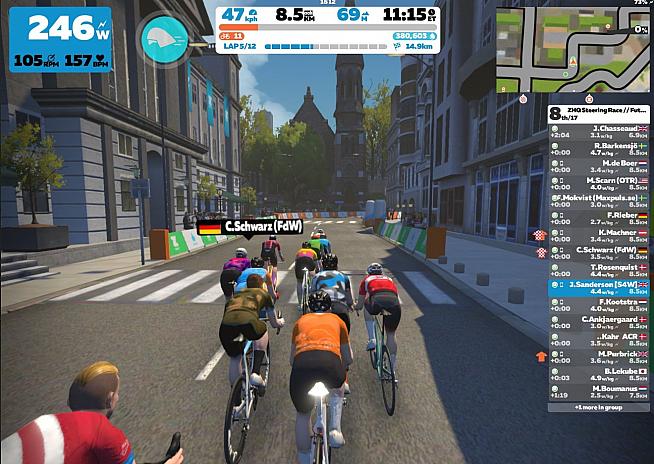 John's happy place: Zwift offers endless options for training and racing.