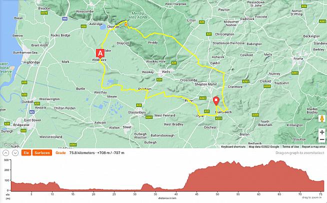 Short route on the Beyond Somerset Sportive.