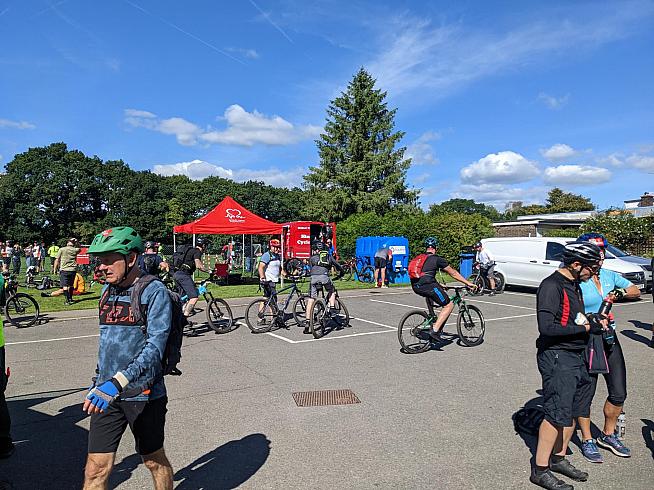 A mix of gravel and MTB bikes took to the start line for the 105km ride.