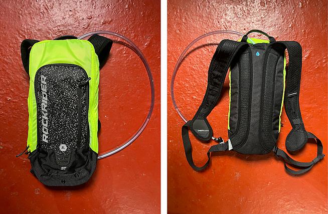 The Rockrider Hydration Pack ST 500 fits a 1L water bladder plus 4L storage.