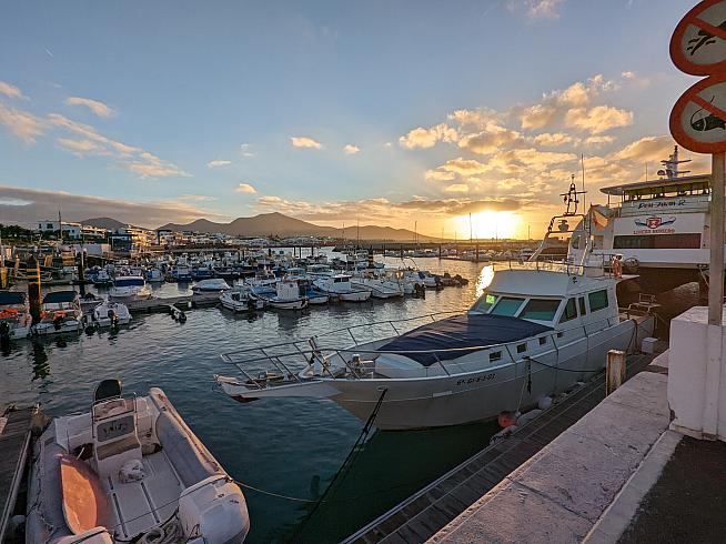 The ferry post at Puerto del Carmen on Lanzarote.