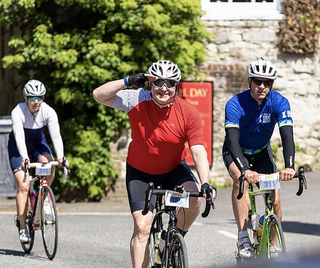 Saluting in the sunshine   on the Little Lumpy sportive. Photo: WildTrack Photography