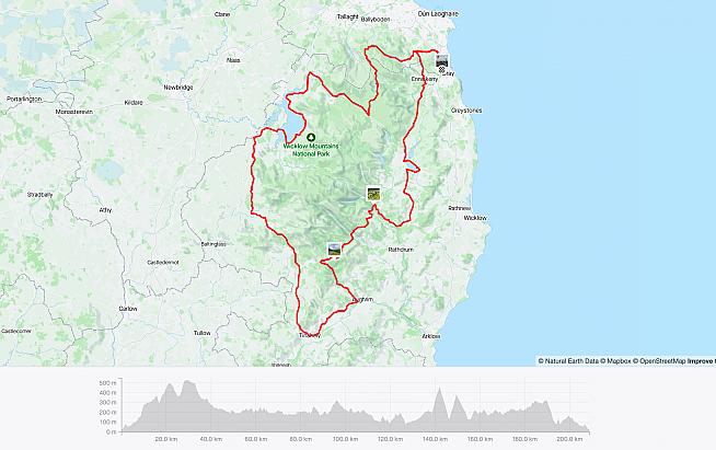 The new and longer route for the Wicklow 200 in 2023.