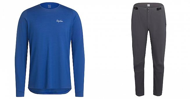 The merino long sleeve jersey and lightweight trail pants from Rapha's trailwear range.