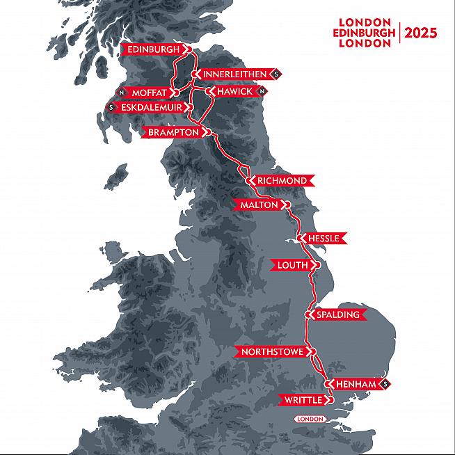 The new route for the 2025 London Edinburgh London.