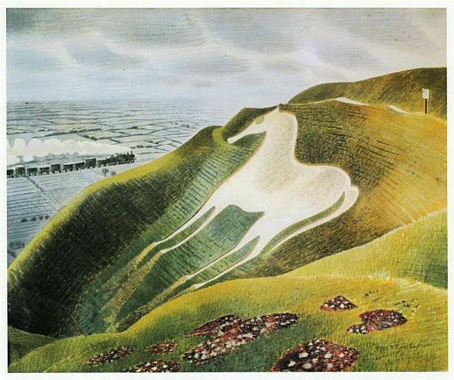 The Westbury White Horse as painted by Ravilious - can't confirm accuracy but looks good.