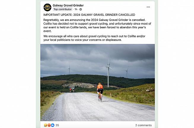 Organisers announce the cancellation of this year's Galway Gravel Grinder.