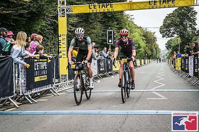 Women's winner Sara McGeough crosses the line.