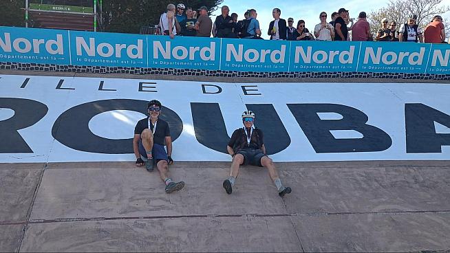 Me and Pete on the Roubaix Velodrome.